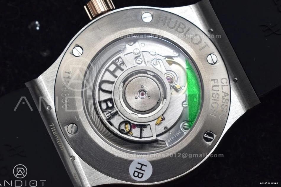 Dial HBF Black 45mm A Black Edition 588 Fusion RG Strap 1:1 on Bold Gummy Best 0414